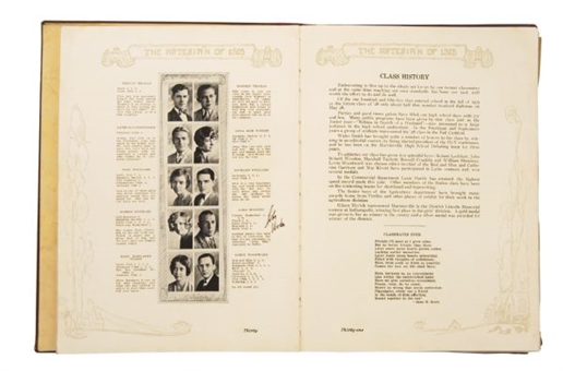 1928 John Wooden Thrice Signed High School Yearbook 
